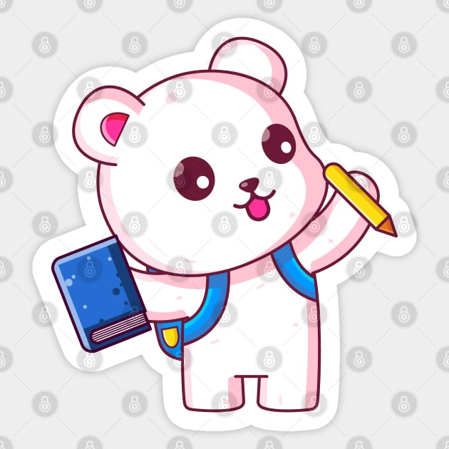 Cute polar bear go to school Sticker by Ardhsells